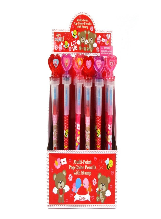 TINYMILLS 24 Pcs Valentine's Day 2 in 1 Stackable Stacking Crayon with Extra Stamper Topper, Perfect for Valentine's Day Party Favors, Goodie Bag Stuffers, Classroom Exchange - Image 1