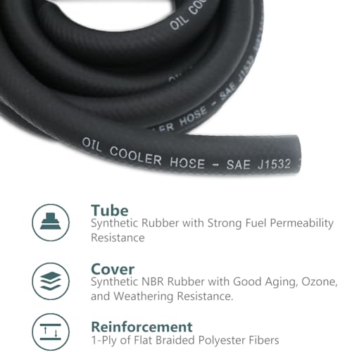 CHOIMOON 5/8 Transmission Oil Cooler Hose - 300 PSI Fuel Line Hose J1532 For Transmission Fluid, Oil, Coolant, Diesel, Hydraulic Fluid, Lubricant, Gas - Image 5