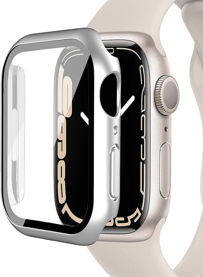 Next Next store Hard Case Compatible with iWatch 42mm Series 1/2/3 with Tempered Glass Screen Protector, Ultra-Thin Rugged Protective Cover for iWatch 42mm (Silver)
