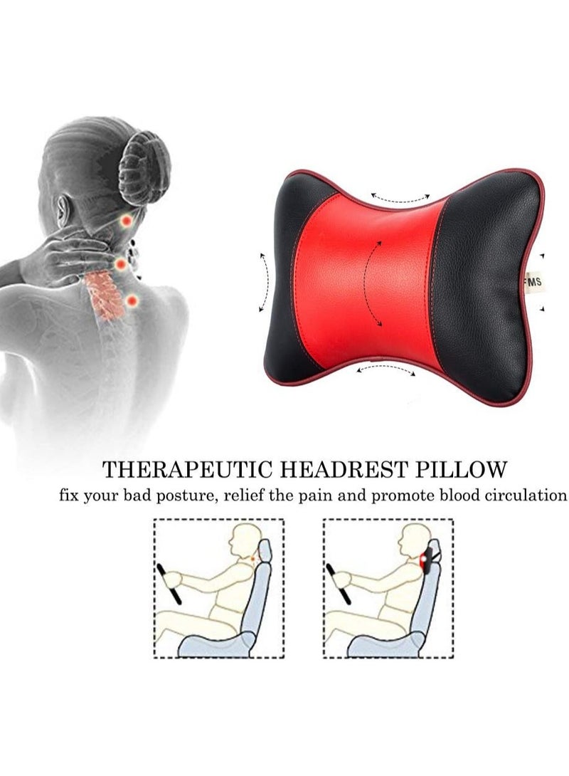 عسافكو  وسادة دعم الرقبة للسيارة من Assafco - قطعتين - وسائد جلدية فاخرة لدعم الرقبة والكتف أثناء القيادة، تصميم مريح ومتين، ألوان متعددة (أسود، أزرق، أحمر) - Image 2