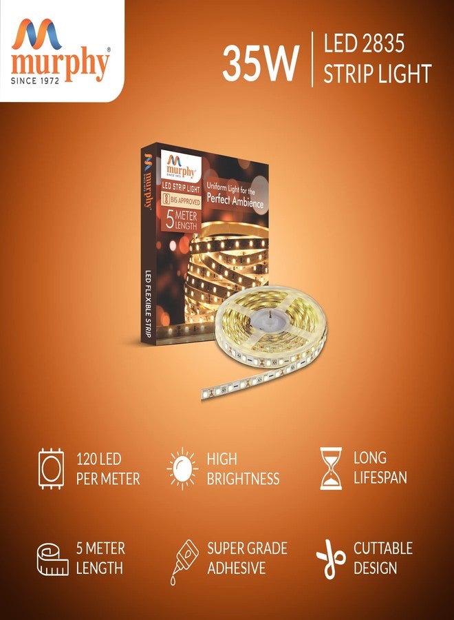 Murphy 35W LED Strip 2835 High Lumen Cove Light 5 Metre (120 LED/Mtr.) (Natural White, Pack of 2) with 12V DC 3Amp. Driver - Image 2