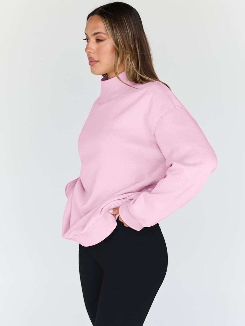 Trendy Queen Womens Oversized Sweatshirts Turtleneck Pullover Long Sleeve Hoodies Tops Fall Fashion Outfits 2026 Clothes LightPink XS - Image 4