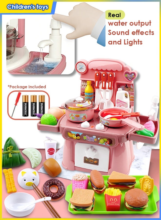 24-Piece Kids Kitchen Pretend Play Toy Set Cookware 14-Piece Barbecue Set, Kitchen Pretend Play Toy Set For Kids With Light, Spray & Play Sink, Children Role Play Real Cooking Accessories Suitable For Use In Kindergartens, Early Education Classes, Homes, Outdoors, And By One Or More People, It Helps Children Develop Hand-Eye Coordination, Brain Development, Social Awareness, And Social Skills - Image 1