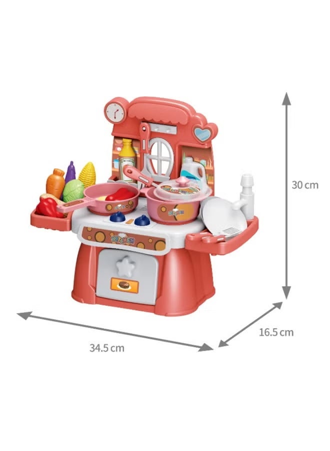 24-Piece Kids Kitchen Pretend Play Toy Set Cookware 14-Piece Barbecue Set, Kitchen Pretend Play Toy Set For Kids With Light, Spray & Play Sink, Children Role Play Real Cooking Accessories Suitable For Use In Kindergartens, Early Education Classes, Homes, Outdoors, And By One Or More People, It Helps Children Develop Hand-Eye Coordination, Brain Development, Social Awareness, And Social Skills - Image 2