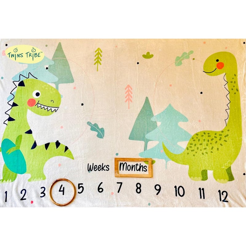 TwinsTribe Milestone Blankets for Twins: The Jurassic World | Gift Idea for Newborn Twins | Attractive Gift Box | Perfect for Capturing Memories - Image 5