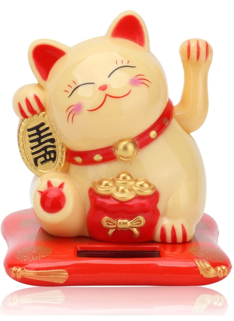 SYOSI Solar Powered Waving Cat, Good Luck Cat, Welcoming Cat, Dashboard Decorations, for Home or Office Display, Gift for Friends or Colleagues (White)  - Image 1