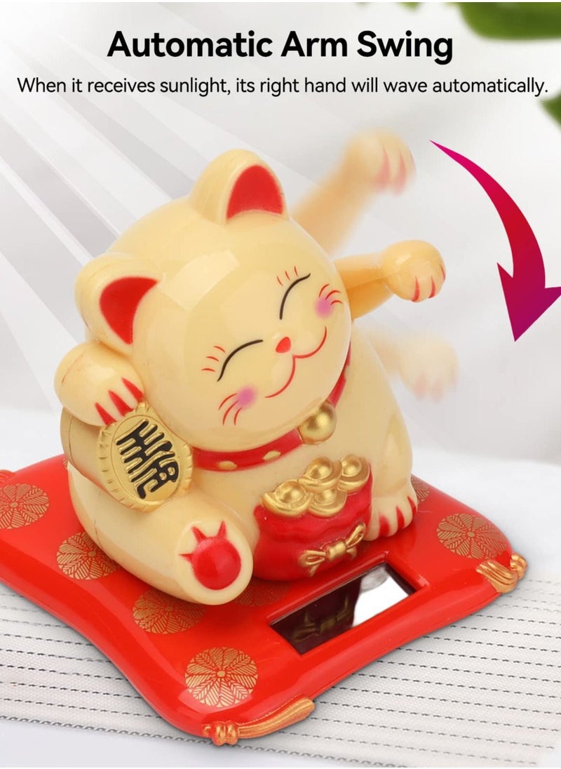 SYOSI Solar Powered Waving Cat, Good Luck Cat, Welcoming Cat, Dashboard Decorations, for Home or Office Display, Gift for Friends or Colleagues (White)  - Image 3