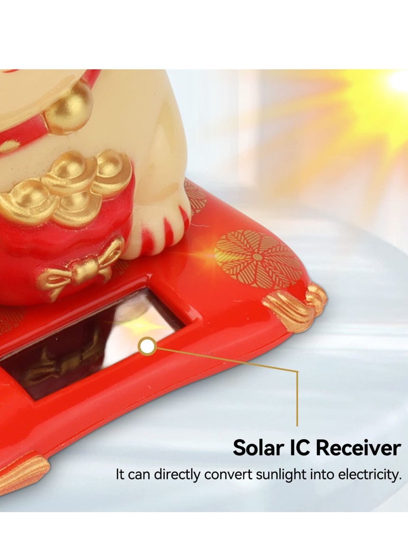 SYOSI Solar Powered Waving Cat, Good Luck Cat, Welcoming Cat, Dashboard Decorations, for Home or Office Display, Gift for Friends or Colleagues (White)  - Image 4