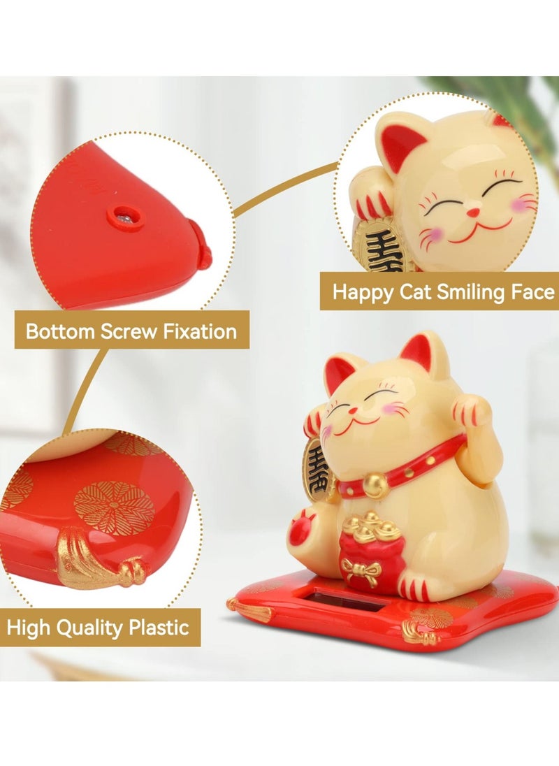 SYOSI Solar Powered Waving Cat, Good Luck Cat, Welcoming Cat, Dashboard Decorations, for Home or Office Display, Gift for Friends or Colleagues (White)  - Image 2