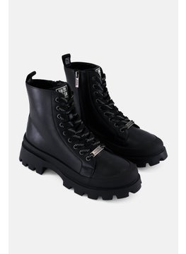 STEVE MADDEN Women Mid-Field Lace Up Ankle Boots, Black  - Image 1