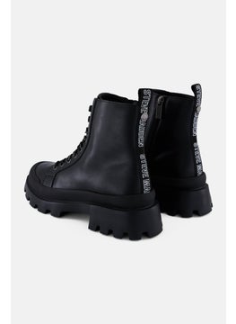 STEVE MADDEN Women Mid-Field Lace Up Ankle Boots, Black  - Image 2