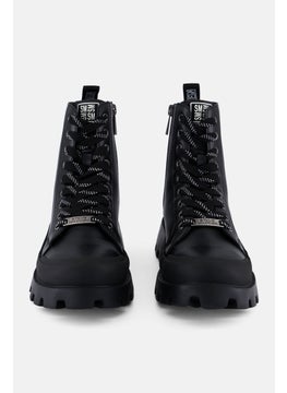 STEVE MADDEN Women Mid-Field Lace Up Ankle Boots, Black  - Image 3
