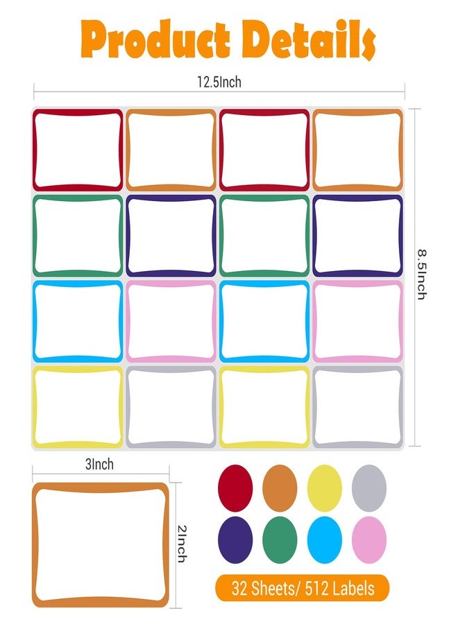 Homrelaxy 512 Pcs Name Tag Stickers, 2"x 3", Colorful Name Tags for School, Classroom, Office and Home - Image 2