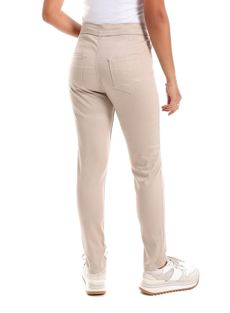 DULLABY High waist beige pants for women - Image 3