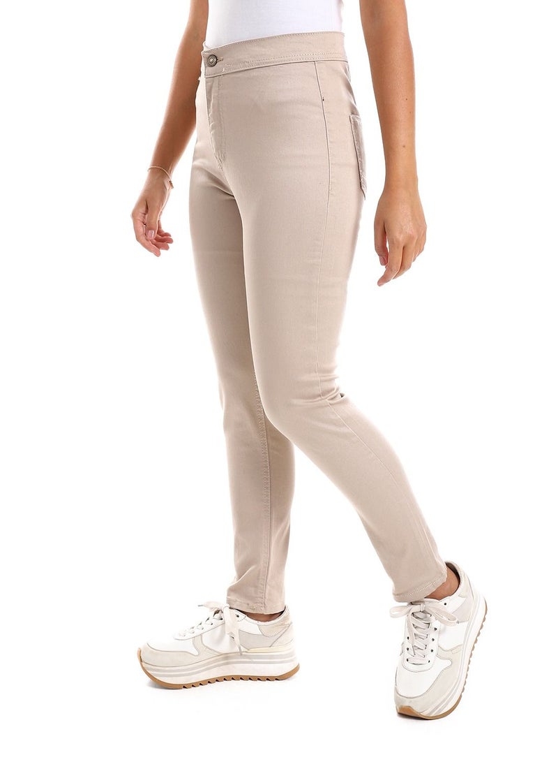 DULLABY High waist beige pants for women - Image 2