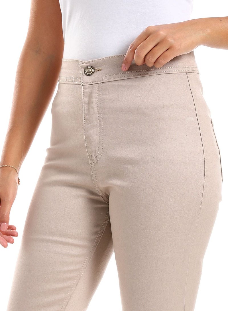 DULLABY High waist beige pants for women - Image 4