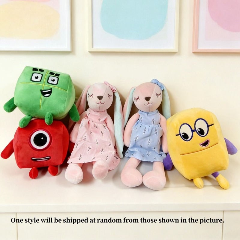 Random Style Three Color Building Block Pink And Blue Rabbit Plush Doll Cute Number Blocks Plush Toy High Value Ornament Suitable For Holiday Gift - Image 4