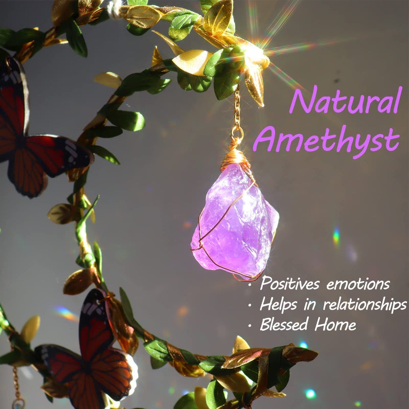 LPKADQA Suncatcher - Amethyst Moon Crystal Sun Catcher Window Hanging, Good Luck Charms Gifts for Women Chrismas Thanksgiving Birthday Crystal - Image 4