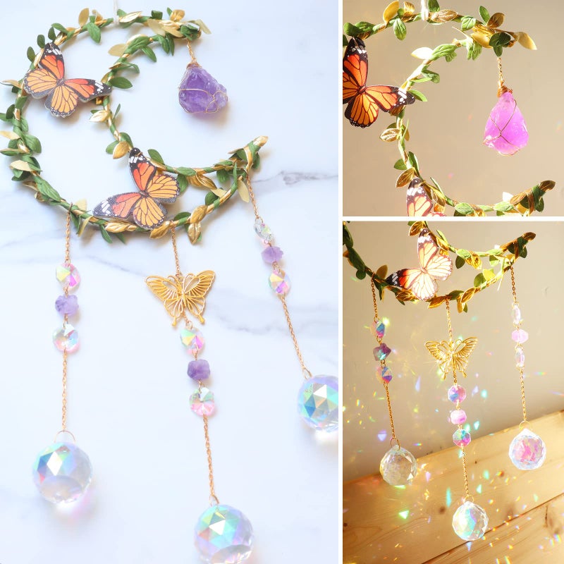 LPKADQA Suncatcher - Amethyst Moon Crystal Sun Catcher Window Hanging, Good Luck Charms Gifts for Women Chrismas Thanksgiving Birthday Crystal - Image 5