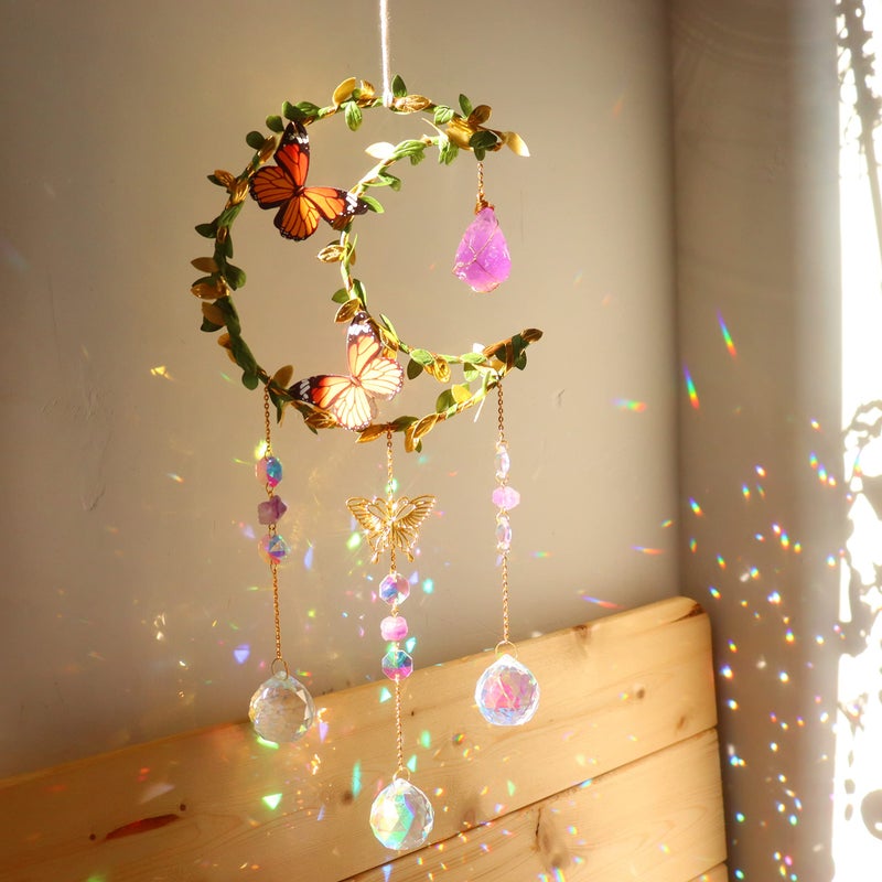 LPKADQA Suncatcher - Amethyst Moon Crystal Sun Catcher Window Hanging, Good Luck Charms Gifts for Women Chrismas Thanksgiving Birthday Crystal - Image 1