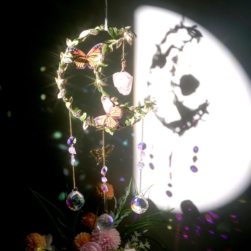 LPKADQA Suncatcher - Amethyst Moon Crystal Sun Catcher Window Hanging, Good Luck Charms Gifts for Women Chrismas Thanksgiving Birthday Crystal - Image 2