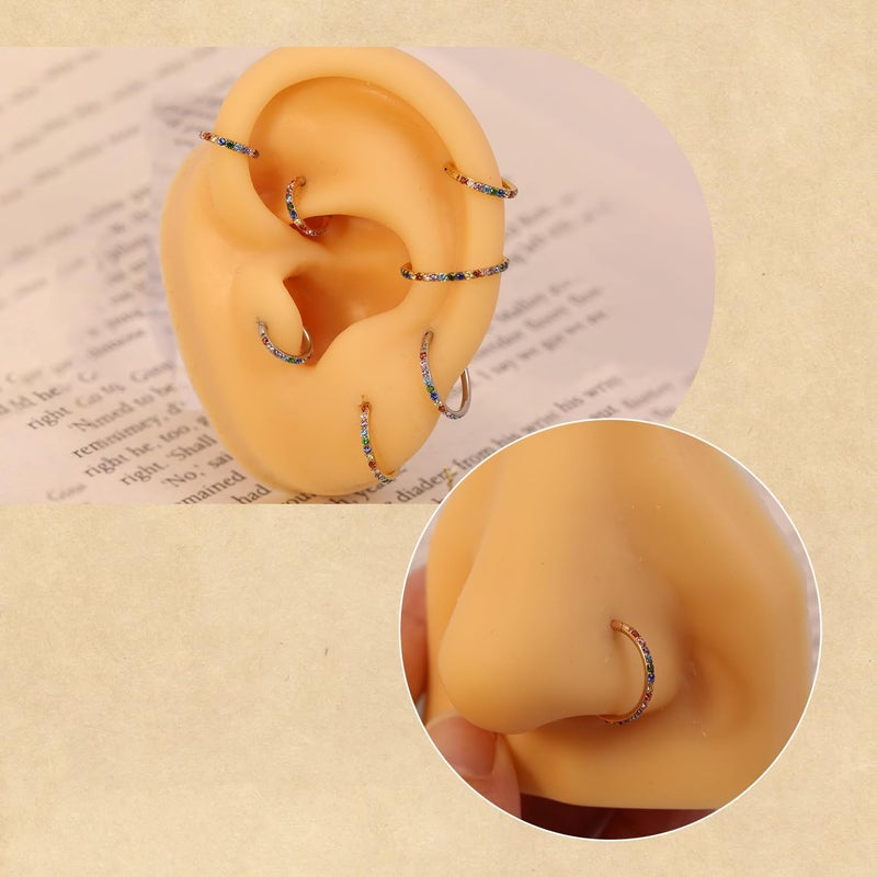 FUNLMO Store 20G 18G 16G 12G Nose Ring Hoop Conch Rook Daith Helix Tragus Piercing Jewelry 316L Surgical Steel Cartilage Earring Conch Hoop Earring Septum Jewelry Belly Lip Ring 5mm to 14mm - Image 3