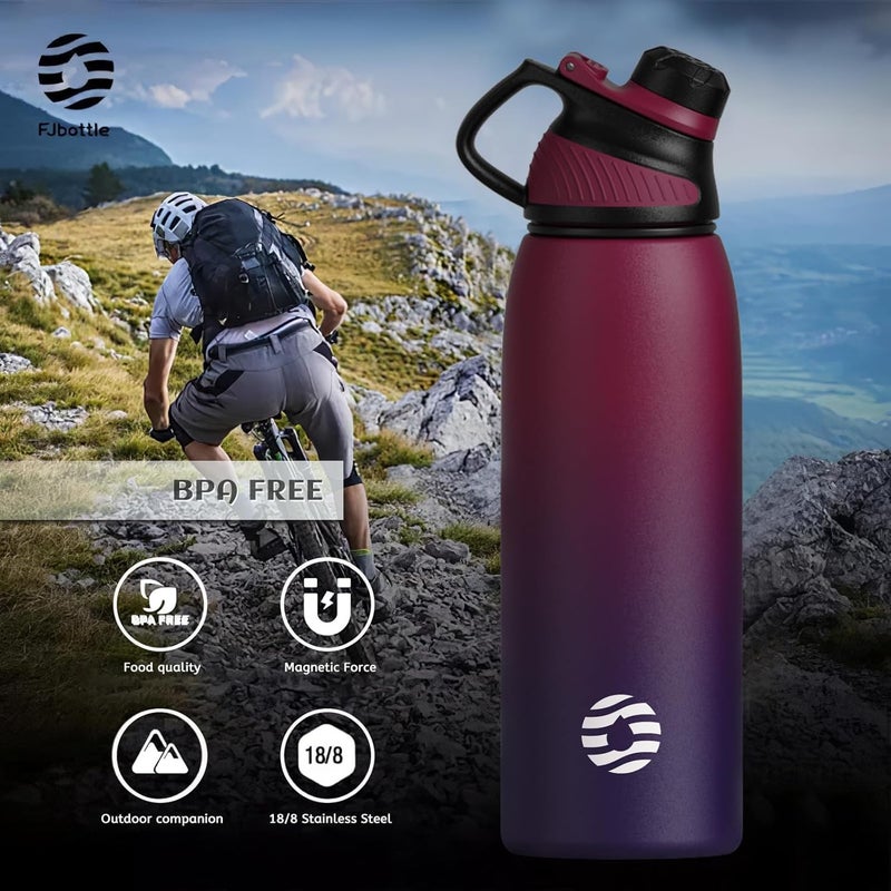 FjBottle Stainless Steel Water Bottle 600ml/800ml/1L/1.5L with Magnetic Lid, BPA Free Insulated Water Bottle, Sports Metal Hot&Cold Drinks Vacuum Flask Leak-Proof for Gym, Work, Travel - Image 5