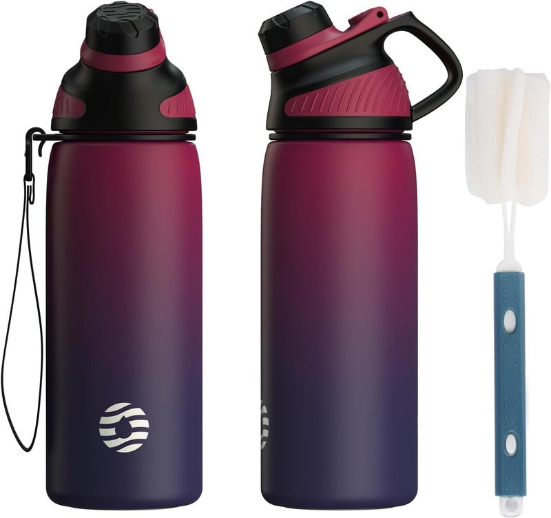 FjBottle Stainless Steel Water Bottle 600ml/800ml/1L/1.5L with Magnetic Lid, BPA Free Insulated Water Bottle, Sports Metal Hot&Cold Drinks Vacuum Flask Leak-Proof for Gym, Work, Travel - Image 1