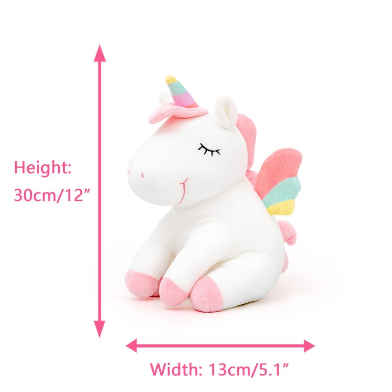 Lazada Unicorn Stuffed Animal Plush Toys Girls Gifts with Rainbow Wings White 12 Inches - Image 3
