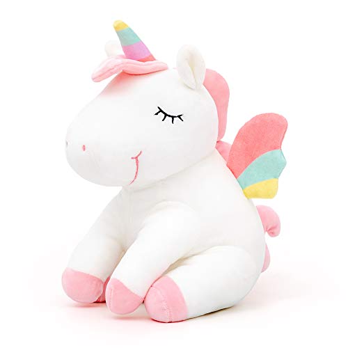 Lazada Unicorn Stuffed Animal Plush Toys Girls Gifts with Rainbow Wings White 12 Inches - Image 1