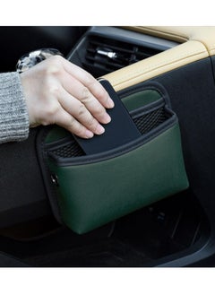 Wen PU Leather Car Side Pocket Organizer Universal Car Pocket Pouch Cell Phone Holder for Car Car Seat Gap Filler Storage Accessories Organizer for Car Door Console Green  - Image 1