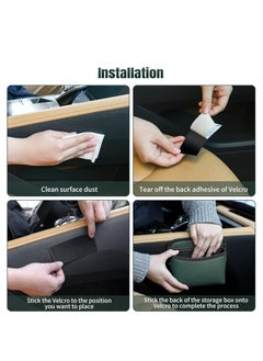 Wen PU Leather Car Side Pocket Organizer Universal Car Pocket Pouch Cell Phone Holder for Car Car Seat Gap Filler Storage Accessories Organizer for Car Door Console Green  - Image 2