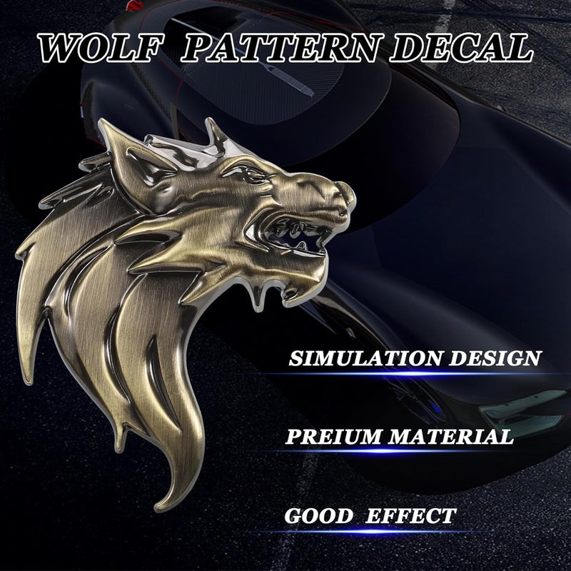 TOMALL 3D Wolf Head Metal Emblem for Car Motorcycles Side Fender Emblem Rear Trunk Badge Sticker Animal Decal for All Car Models Racing Sports Style Cool Decoration for Car Accessories-2pcs Bronze Balanced structure - Image 3