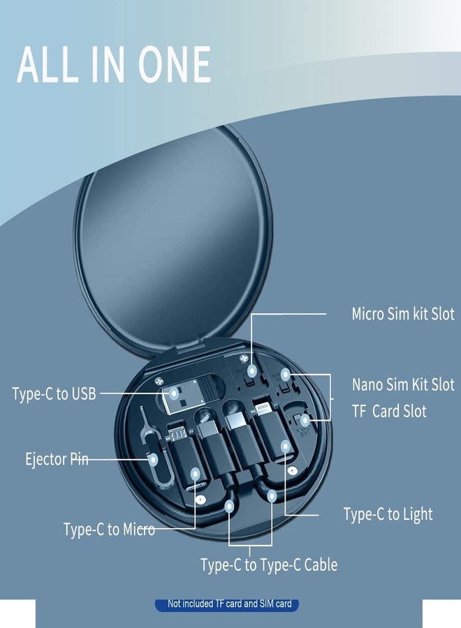 YAFIYGI 9 in 1 Cable Case USB Adapter Cable Conversion Storage Box, USB Type C to Micro USB/Lightning/USB A Data Transfer Tool Contains Sim Card Slot Tray Eject Pin, Use as Phone Holder - Image 3