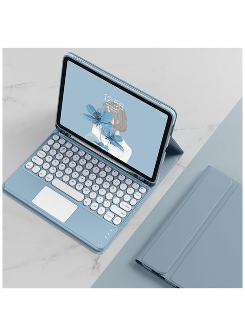 حافظة Keyboard متوافقة مع iPad Air بحجم 11 بوصة (2024) M2، وجهاز iPad Air الجيل السادس - لوحة مفاتيح قابلة للفصل مع حامل قلم - غلاف ذكي رقيق من الجلد.