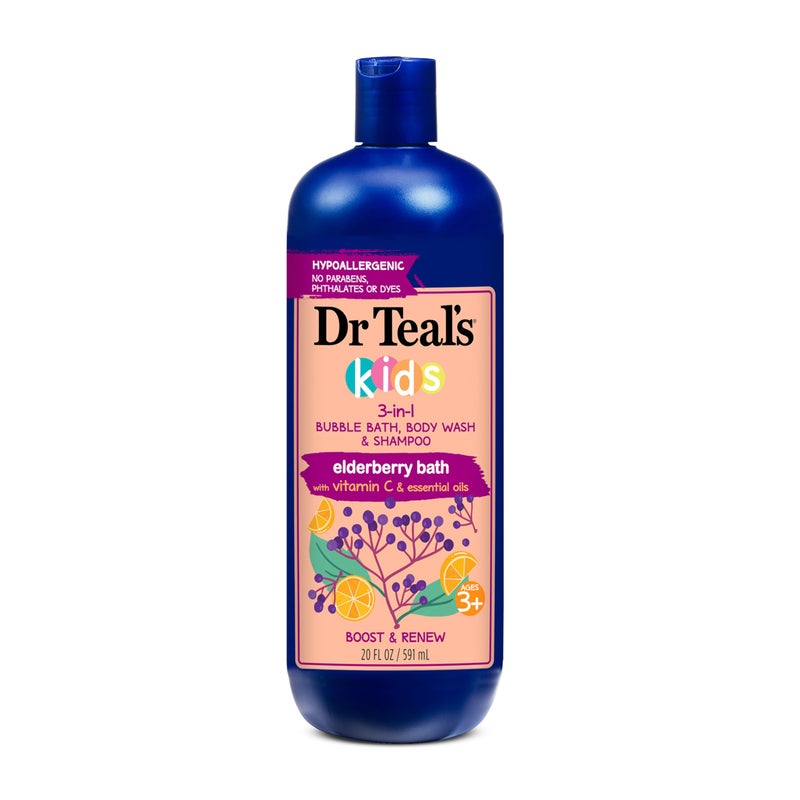 Dr Teal's Kids 3-in-1 Elderberry Bath: Bubble Bath, Body Wash & Shampoo, 20 fl oz - Image 1