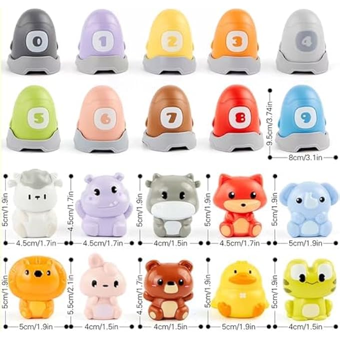 BABY TOYS 18-36 MONTHS-MINI FARM ANIMALS TOY, 20 PCS MONTESSORI COUNTING,MATCHING COLOR SORTING & STACKING TOYS, ANIMAL FINGER PUPPETS & BARN TOY FOR KIDS,LEARNING TOYS FOR TODDLER - Image 5