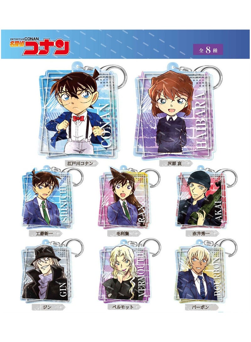 RedMapleTEK 8-Pack of Detective Conan Keychains Birthday Gift Light WeightKey Tags Portable Key Rings For Bag Backpack Boys Girls Kids  - Image 1