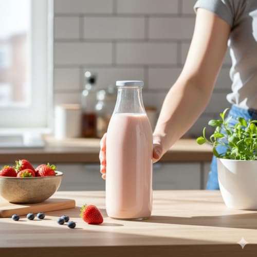 MACHAK Glass Water Bottle For Milk |Juice| Shakes With Rust Proof Airtight White Metal Cap (500 Ml Set Of 2) - Image 2