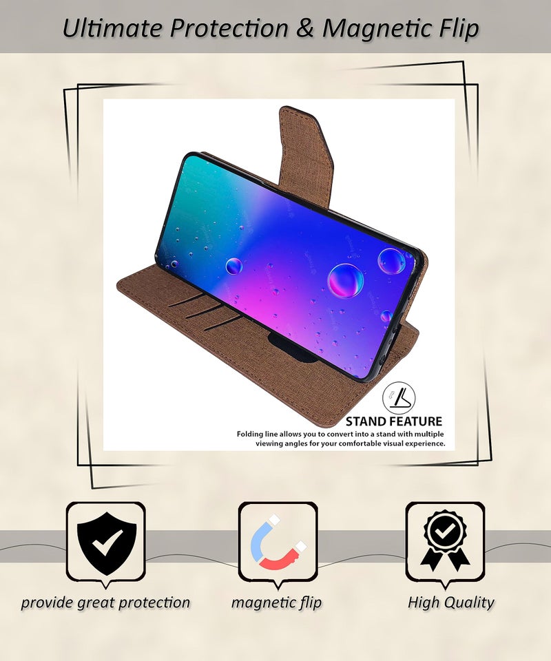 SBMS Flip Cover Case for Realme 15 Pro 5G Back Cover Case with Magnatic Closure | Inbuilt Stand | Card & Money Pocket (Mat Brown) - Image 3
