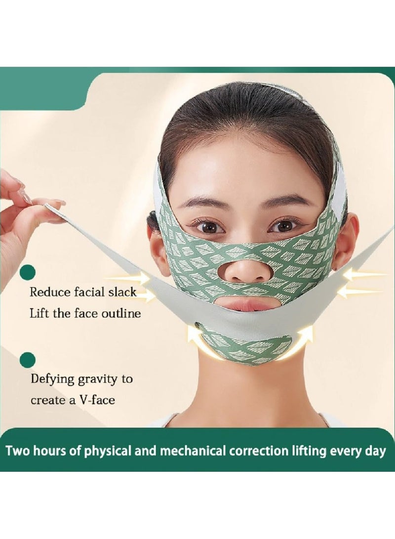 CMGTYYD Contouring Face Mask, Line Shaping Lifting Belt, Adjustable Jawline Lift Tape, Enhancer Face Patch Firming, Tightening Skin, Chin Up Sculpting, Chin Double Bandage Lifting Tightening Mask, Green - Image 2