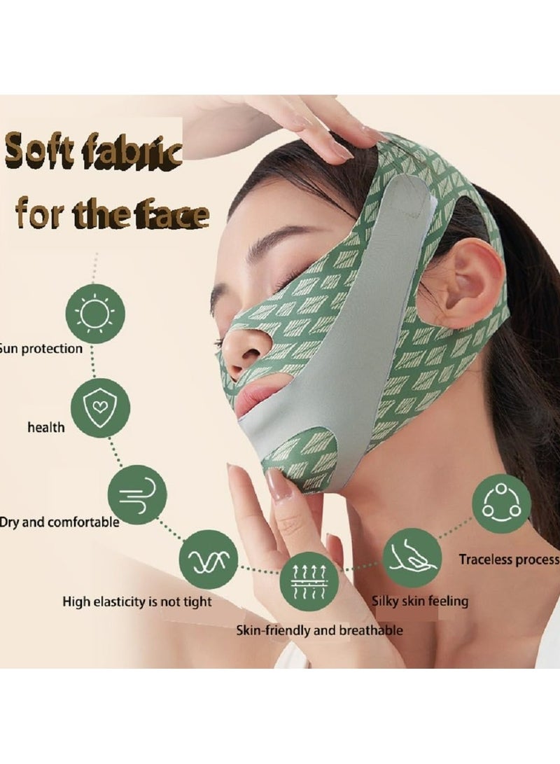 CMGTYYD Contouring Face Mask, Line Shaping Lifting Belt, Adjustable Jawline Lift Tape, Enhancer Face Patch Firming, Tightening Skin, Chin Up Sculpting, Chin Double Bandage Lifting Tightening Mask, Green - Image 3
