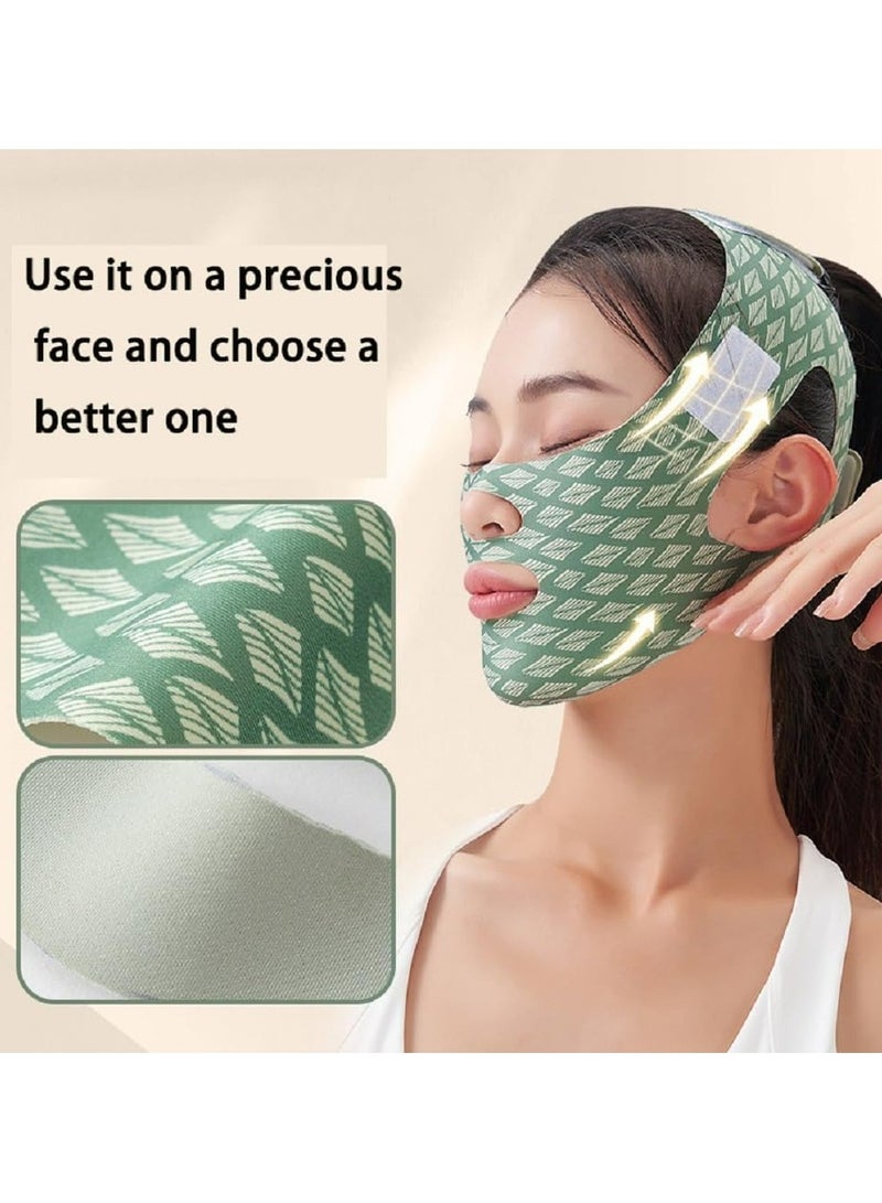 CMGTYYD Contouring Face Mask, Line Shaping Lifting Belt, Adjustable Jawline Lift Tape, Enhancer Face Patch Firming, Tightening Skin, Chin Up Sculpting, Chin Double Bandage Lifting Tightening Mask, Green - Image 4