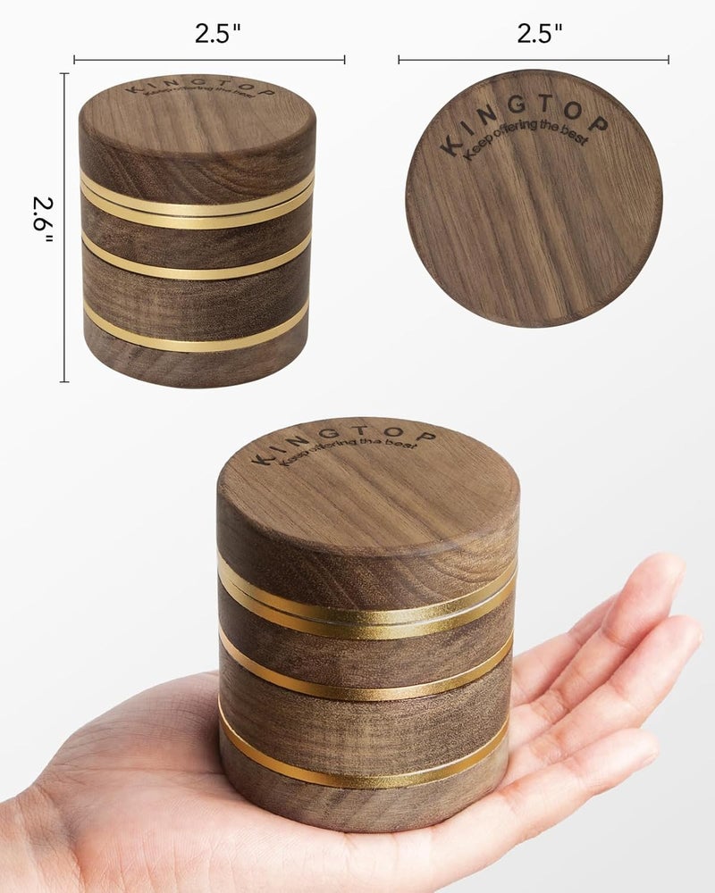 KINGTOP 2.5" Grinder Manual Spice Grinder, Walnut Wood & Aluminum Mill - Image 5