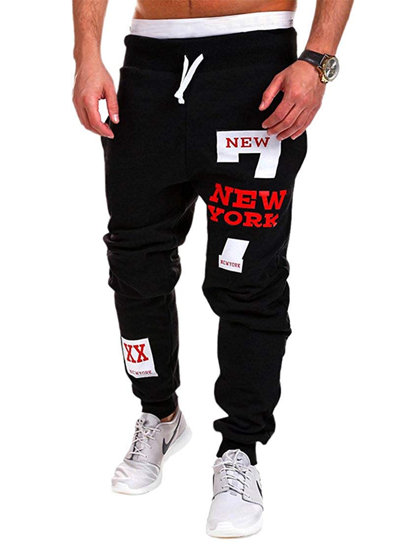COTTORY Men's Harem Casual Baggy Hiphop Dance Jogger Sweatpants Trousers Black Large - Image 4