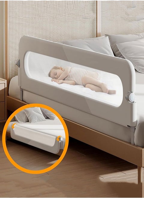 Toddler Bed Rails,Foldable Baby Bed Rails Guard for Toddlers, Adjustable Crib Side Rail for Kids,Swing Down Toddler Bedrail Extral Tall Child Safety Side Railing Guards for Full-Size Queen and King Bed(2M)