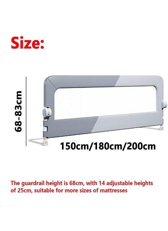 Generic - Toddler Bed Rails,Foldable Baby Bed Rails Guard for Toddlers, Adjustable Crib Side Rail for Kids,Swing Down Toddler Bedrail Extral Tall Child Safety Side Railing Guards for Full-Size Queen and King Bed(2M) - Image 1