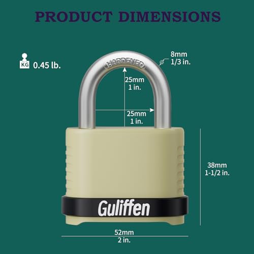 Guliffen Outdoor Combination Lock, Heavy Duty Weatherproof Combination Padlock, 4 Pack Resettable Combination Lock for Locker, Shed, Garage, Gate, Fence - Image 2