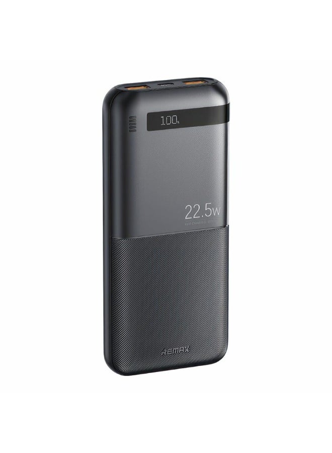 ريماكس باور بانك RPP-71 من سلسلة بايلوتير، 10000 مللي أمبير/ساعة، باور بانك 22.5 واط + 20 واط PD3.0 QC3.0 شحن سريع مع شاشة رقمية LED، منفذي USB وType-C، شحن ثنائي الاتجاه، بطارية بوليمر عالية الجودة - أسود - Image 1