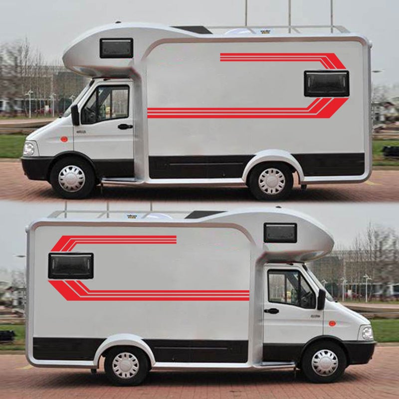 2 Pcs Universal  Side Sticker Long Stripe Auto Body Racing Sports Decals Body Window Decals for RV, Caravan,Truck - Image 4